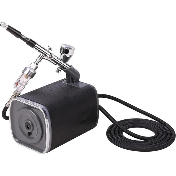 他サイト： 静音 エアコンプレッサー エアブラシ セット ハンドピース ダブルアクション 口径0.3mm 小型 軽量 プラモデル MDM (ブラック)の商品画像