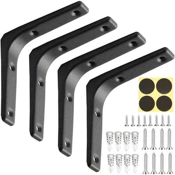 他サイト： 150mmx125mmx20mm 棚受け金具L字金具 スチール製 ブラケット 4本入(ブラック,  150mmx125mmx20mm)の商品画像