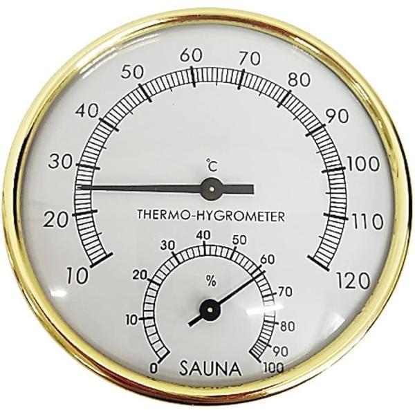 ・サウナ等の高温多湿な状況で使える温湿度計 。 防水 壁掛け式 見やすい アナログ 湿度計 温度計 温度湿度計 。 お風呂 温泉 サウナ室 にご使用ください＊・見やすいアナログ表示ですぐさま直読できちゃう。温度・湿度管理に必須なサウナ用温湿...