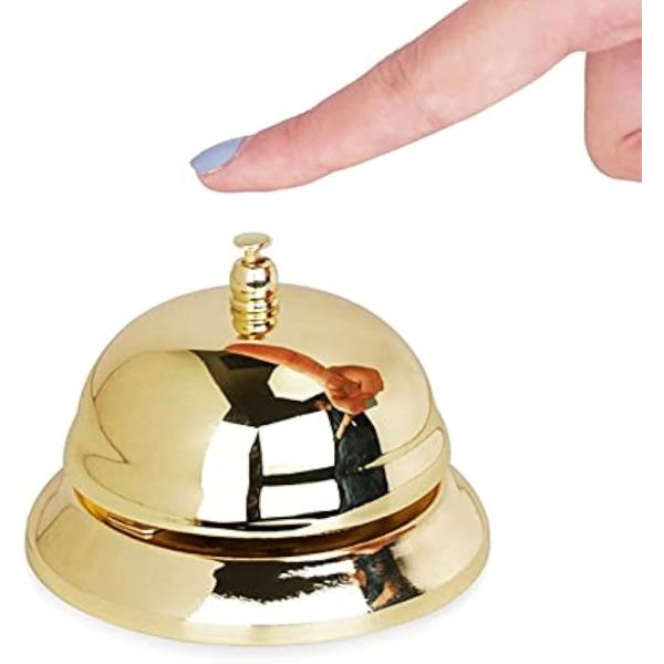他サイト： 呼び鈴 卓上 ベル チャイム 受付 プレート カウンターベル 受付カウンター ゴールド 金色の商品画像