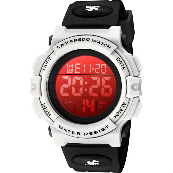 バリエーションコード : 2B400P9DRD多機能デザインと新しい改良寸法：50M防水、デジタル表示、LED発光表示、日付表示、アラーム、ストップウォッチ。文字盤とバンドのサイズを改良し、子供の着用に最適。日本語の説明書が付いていて使いや...