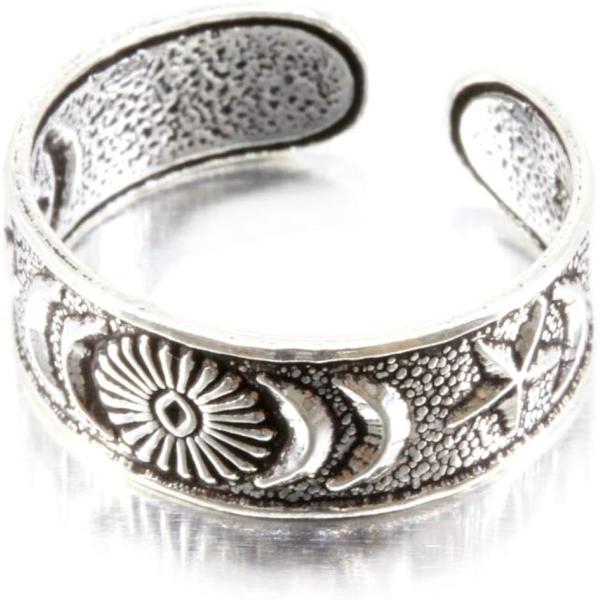 トゥーリング 足 指輪 シルバー 925 サイズ調整可 シンプル メンズ(シルバー)