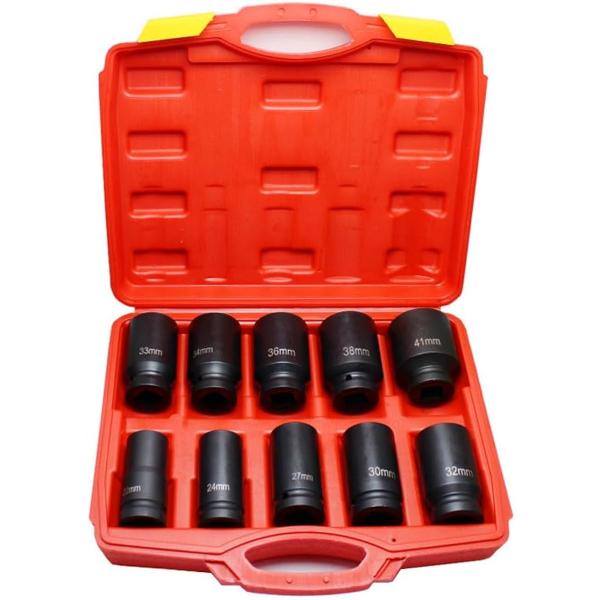 「六角インパクトソケット」 多様なインパクトソケット10本セットで、専用収納ケースが付属しています。「大きな差込角で高トルクにも対応」 差込角は3/4インチで、高トルクまで対応できる仕様です。材質はクロムバナジウム鋼で強度と耐摩耗性に優れて...