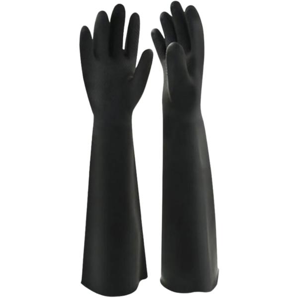 「すっぽり覆う」腕をすっぽり覆う厚手のロングゴム手袋。男性の腕だと上腕部まで覆える長めの60cmサイズ。露出部分が少なくしっかり肌を守れるスグレモノ。「しっかり掴める」手のひらと指の部分に滑り止め加工をほどこしたロングゴム手袋。水仕事などの...