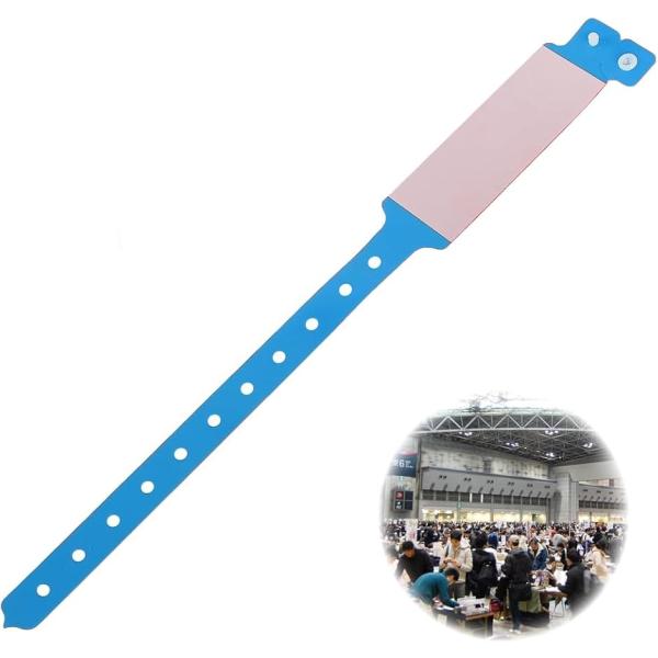 使い捨てリストバンド 破れない ビニール製 防水 フリーサイズ ライブ コンサート マラソン大会 フェスタ お祭り (水色)