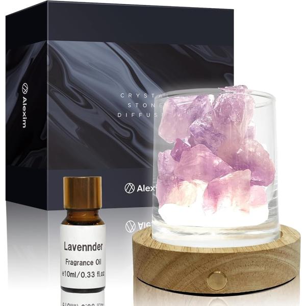 他サイト： アロマストーン アメジスト＆充電式LED台座 ラベンダーオイル 癒しの香りと幻想的な光でリラックス(アメジスト,  通常)の商品画像
