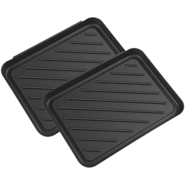 シューズトレイ トレー 靴置き シューズトレー シューズマット 靴入れ (ブラック,  長さ35cm x 幅27cm x 高さ2.8)