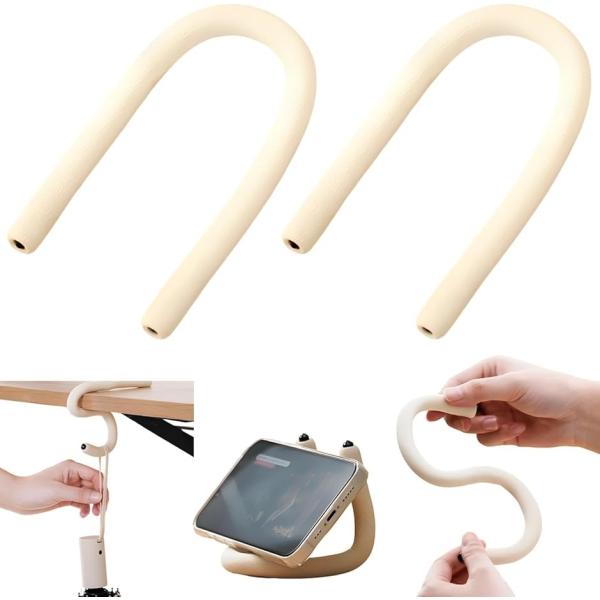 「多彩な使い道」アルミ芯を内蔵し、自由に曲げたり伸ばしたりできるため、用途に合わせて自在に形を変えられます。スマホスタンド、荷物掛け、靴乾しなど幅広く活躍し、使い方が広がります。「外出先でも活躍」曲げて小さくすればバッグにすっきり収納。旅行...