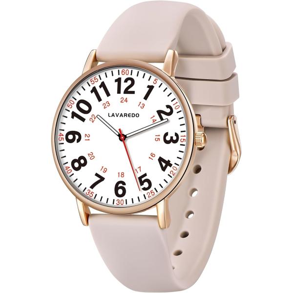 バリエーションコード : 2B9OYGY6UG見やすい腕時計：読みやすい大きなダイヤル、12/24時間制の表示し、発光する蛍光文字盤を兼ね備えた。柔軟なシリコンベルトは非常に快適に着用でき、軽量なサイズは仕事での使用に最適です。専門看護師の...