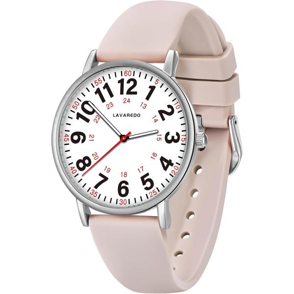 バリエーションコード : 2B9OYGY6UG見やすい腕時計：読みやすい大きなダイヤル、12/24時間制の表示し、発光する蛍光文字盤を兼ね備えた。柔軟なシリコンベルトは非常に快適に着用でき、軽量なサイズは仕事での使用に最適です。専門看護師の...