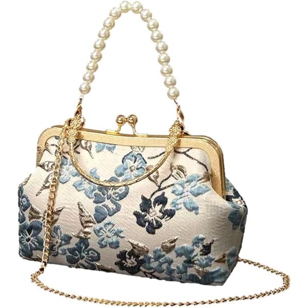 バリエーションコード : 2B9CNC5SWLレトロで華やかなパーティーバッグ「カラー」ブラック、ホワイト「便利な3WAY」ショルダーバッグ（チェーン付き）と2種類のハンドバッグ（ゴールド＋パールのハンドル）で3通りの着こなし・お手持ちのド...