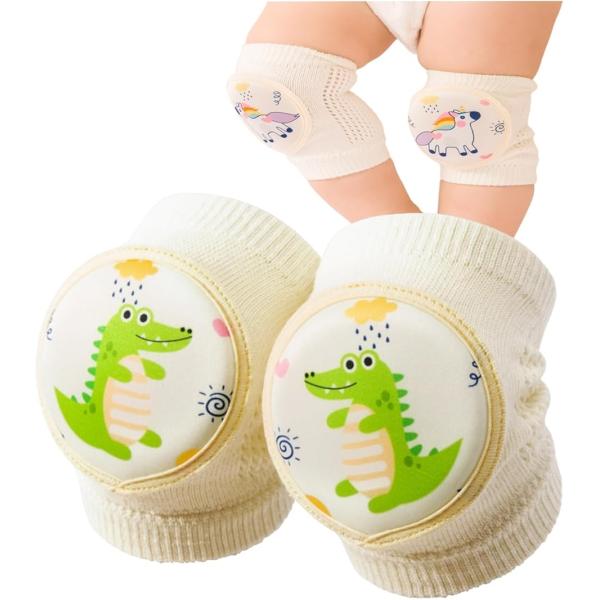 膝当て 赤ちゃん ニーパッド ハイハイ クッション レッグウォーマー 通年 メッシュ コットン スポンジ(ワニ,  Free Size)