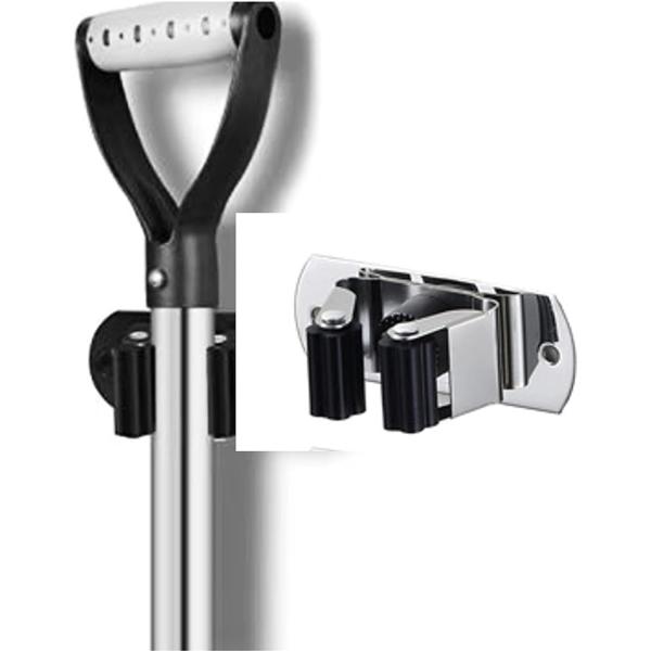 「しっかり収納。ガレージや庭をスッキリ整頓」 高耐久ステンレス製のスコップホルダー＆モップホルダーは、壁に取り付けて使用する省スペース設計の収納アイテムです。スコップやほうき、モップなど、さまざまなツールを簡単に固定でき、散らかりがちなガレ...