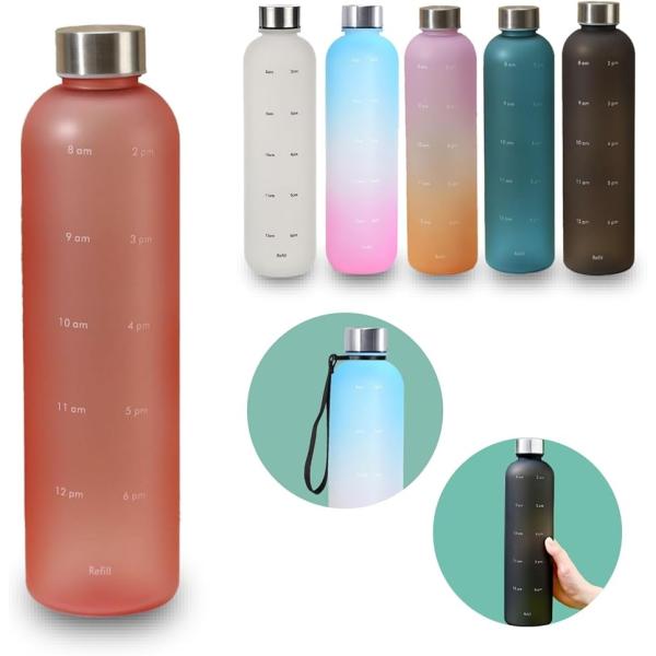 他サイト： 国内検査済 水筒 ウォーターボトル 軽量 1リットル タイムマーカー付き 1000ml 赤色(赤色 1000ml)の商品画像