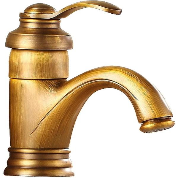 洗面用 アンティーク 混合水栓 蛇口 シングルレバー 14cm レトロ 手洗いボウル用 洗面台 水道 SK241(ショート)