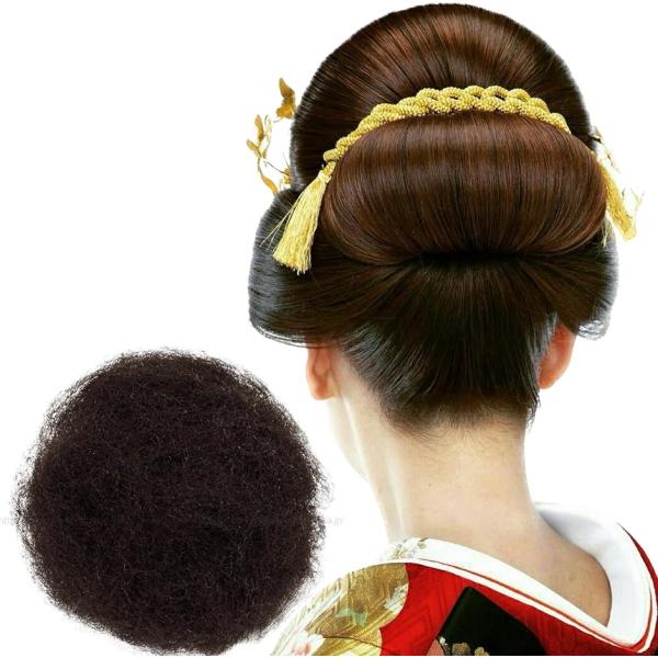 毛たぼでヘアプラス＋ つけ毛 毛綿 すき毛 あんこ 日本髪 和装 ヘアセット ヘアトップ(ナチュラルブラック, 25g)