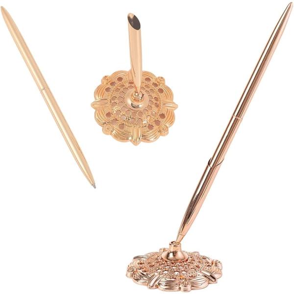 受付ペン デスクペン ペンスタンド メモ ホテル ボールペン ペン立て 1本用(ピンクゴールド)