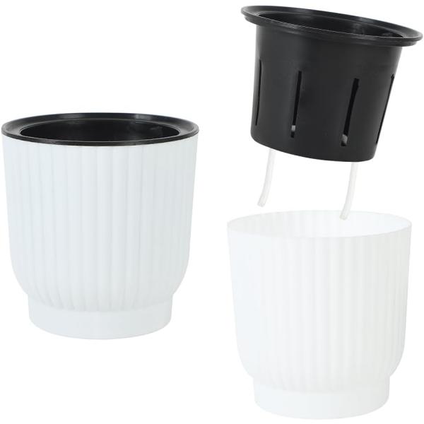 AllBright 給水プランター 自動給水 植木鉢 花鉢 おしゃれ 室内 給水ひも付き プラスチック 園芸 (ホワイト, Mサイズ)