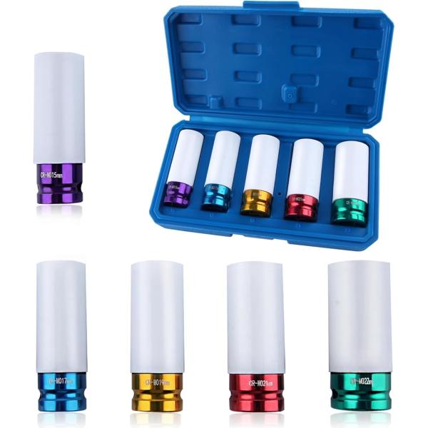 パッケージは含まれています：5本セット 1/2 インパクトソケットセット： 15mm、17mm、19mm、21mm、22mm。用途：6ポイントのデザインは、ラグナットの取り外しや取り付けにしっかりとしたノンスリップグリップを提供します;広々...