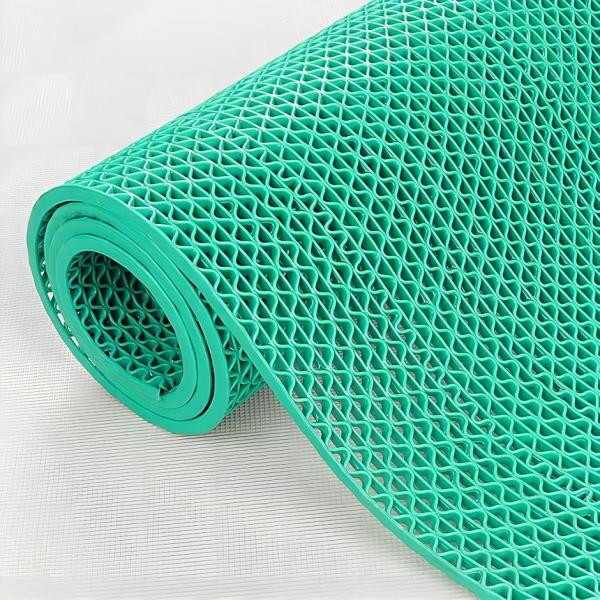 業務用滑り止めマット PVC ゴムマット 歩行滑り止めマット 厚さ4.5mm 透水マット 穴あき 屋外 MDM(グリーン,  1.2X5M)
