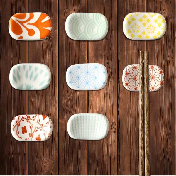 箸置き 箸枕 おしゃれ かわいい 箸休め 箸台 和風 陶器 おもてなし 8種セット (カラフル)