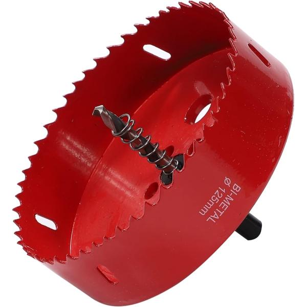 現役大工が推薦 バイメタル ホールソー ホルソー 穴あけ 切削 工具 (レッド,  125mm)