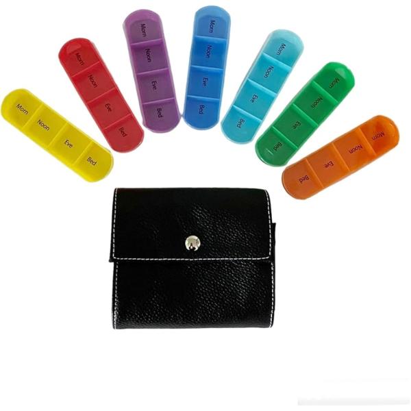 バリエーションコード : 2BJXJW3FP4・お薬の管理・飲み忘れ防止に。一週間分の薬を収納できるピルケースです。プラスチックケースは曜日ごとに色分けされており、PUレザーケースにまとめて収納できるので便利。・各ケース内は4つに仕切られて...