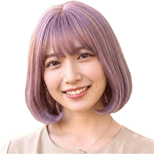 ウィッグ フルウィッグ ショート ミニボブ ショートヘア メッシュ 人工頭皮 人工皮膚 普段使い (ピンクゴールド, ミディアム)
