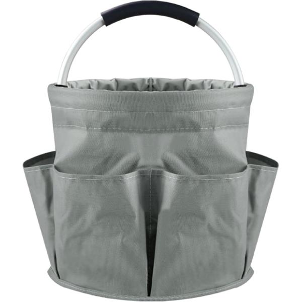 折りたたみ バケツ ポケット付き 15L マルチバケツ コンパクト 多用途 キャンプ アウトドア レジャー (グレー,  28x28cm)