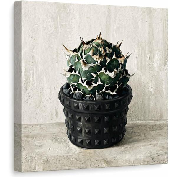 塊根植物 コーデックス 絵画 アートパネル ポスター 壁掛け (001A（アガベ 白鯨 ）,  長さ40 cm x 幅40 cm)
