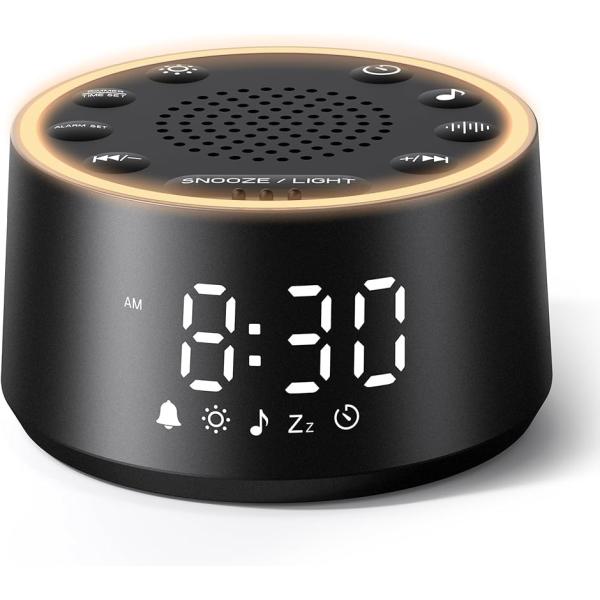ホワイトノイズマシン 25曲癒し音 目覚まし時計 おしゃれ 大音量 USB給電式 (黒)