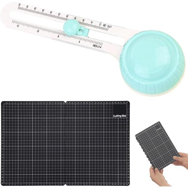 サークルカッター 円切りカッター A3カッティングマット付き コンパスカッター 替刃3枚 折りたたみマット 10〜32cm対応 DIY