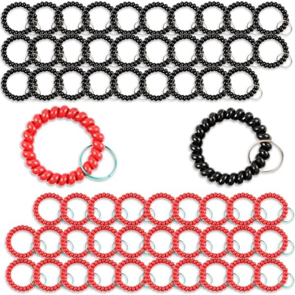 バリエーションコード : 2BU2SQ1GGG「便利な大容量キーリング付きバンド」ロッカーの鍵やナンバータグなどを簡単に取り付けられるコイル型バンドです。ブラックとレッドがそれぞれ30個ずつの60個セット、またはブラックとレッドがそれぞれ1...