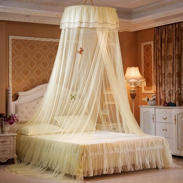 バリエーションコード : 2BU4C2SRI1「天蓋カーテン 蚊帳 吊り下げ式」工具不要で簡単に取り付けられる吊り下げ式デザイン。ベッドに設置するだけで、お姫様気分のロマンチック空間に早変わり。「モスキートネット 防虫対策」高密度メッシュ素...