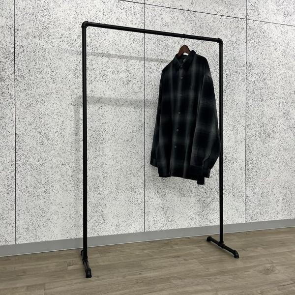 ハンガーラック ガス管 アイアン 黒 パイプ インダストリアル 収納 什器 (ブラック,  幅100cmx高150cm)