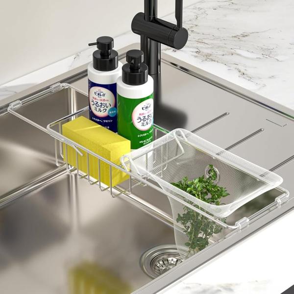 バリエーションコード : 2BUILTSWJW「工具不要。シンクに引っ掛けるだけ」 この水切りネットホルダーは、工具を使わずシンクに引っ掛けるだけで簡単に設置完了。三角コーナーが不要になり、生ゴミもスムーズに処理できます。スポンジホルダーや...