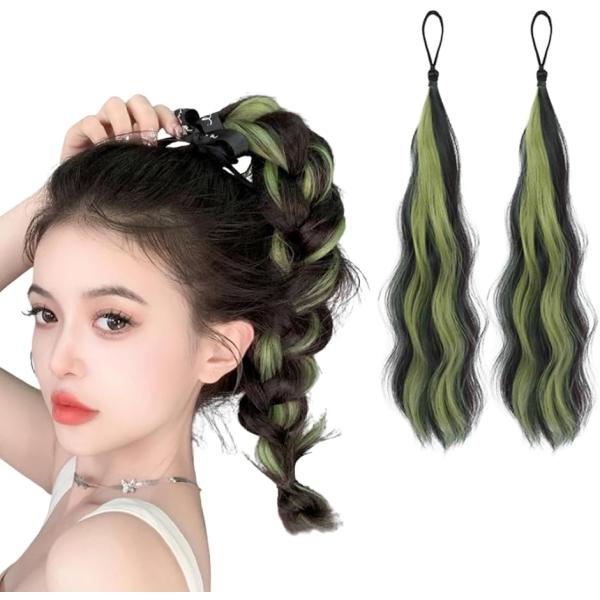 バリエーションコード : 2BUP5WV1CT「子どもから大人まで使えるカラーヘアエクステ」 鮮やかなカラーメッシュがアクセントになるヘアエクステ2本セットです。1本あたり約50cmのロングタイプで、ポニーテールやツインテールなどに自然にな...