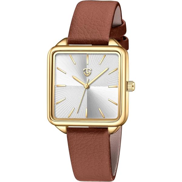 バリエーションコード : 2BUSPUPJNLレトロな女性腕時計：クラシックでレトロなレディース腕時計、高品質の樹脂ガラス文字盤/レトロな方形文字盤/洗練された革ベルトは、日常のシーンに適しており、パーティー、パーティー、結婚式の着用にも対...