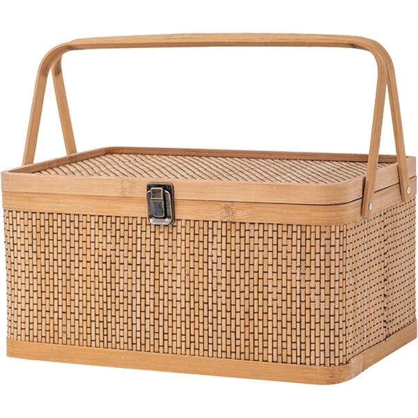 バリエーションコード : 2BUT39V1SP「シンプルでおしゃれ」 ピクニックバスケットは、自然素材の竹蓋が特徴的で、どんなシーンにも合うシンプルでおしゃれなデザインです。収納ボックスとしても優れた機能を発揮し、さまざまな用途で活躍します...