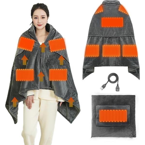 「USB延長コード付き・電気毛布」サイズ：160x80cm、重さ：0.8kg、USB給電の電気毛布。9つの内蔵ヒーター、膝の保護だけでなく、肩にもかけられます。冷えやすい足をカバーできます。昼寝のために腰を温めるベッド毛布としても使えます。...