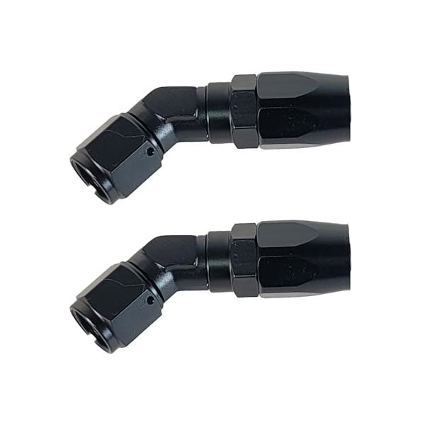 オイルクーラー ホースエンド アダプター 45° 2個セット アルミ製 フィッティング AN4 AN6 AN8 AN10 AN12 冷却系 継手 鍛造 社外品 (AN6 (2個セット))