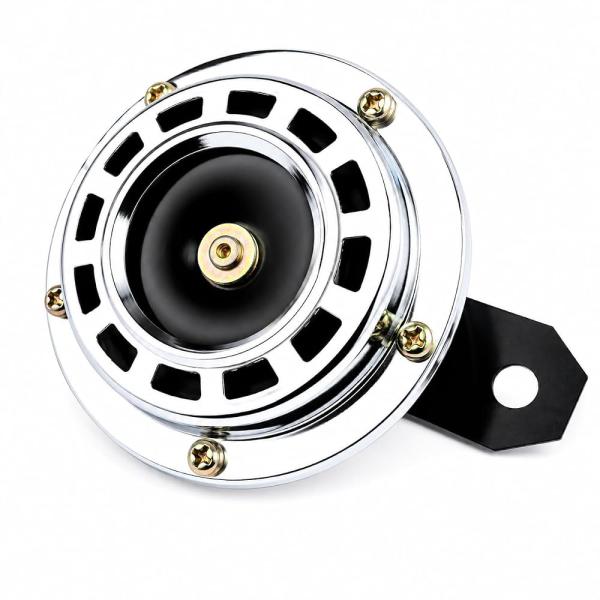 YAMAHAタイプ バイクホーン 12V 汎用 クラクション クロームメッキ 350Hz 105dB 小型 約100mm シングルホーン 旧車 カスタム 社外品 (カバータイプ)