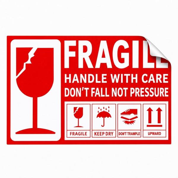 A4サイズ 壊れ物注意 ステッカー 特大 大判 30枚セット FRAGILE シール 取扱注意 割れ物注意 梱包 発送 宅配 荷物 (A4サイズ30枚)