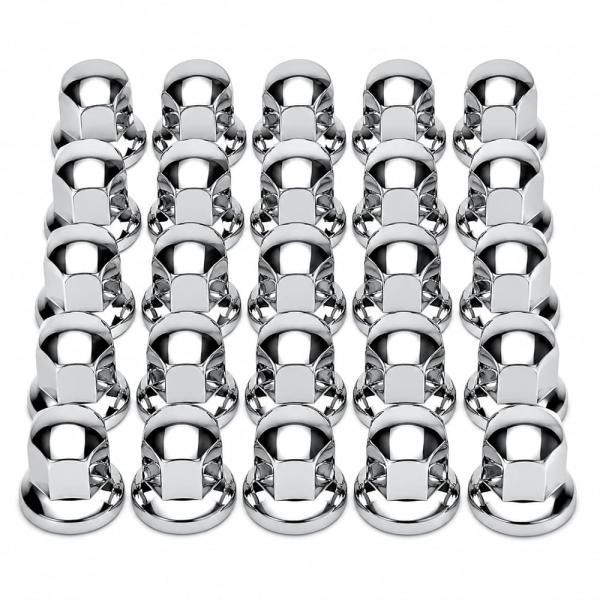 ナットキャップ 適合ナット 33mm 64個セット ISO 低床車両 大型トラック用 ホイールナットキャップ ナットカバー メッキ デコトラ (ステンレス 低丸型)