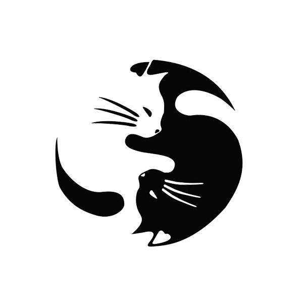 陰陽 にゃんこ ステッカー 風水 白猫 黒猫 猫 cat 車 バイク