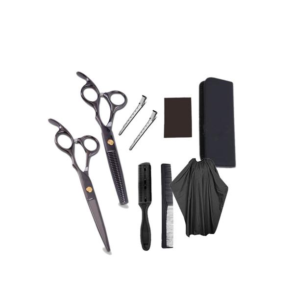 ヘアカットシザーフルセット ブラックスタイル 便利 ケース付き ハサミ
