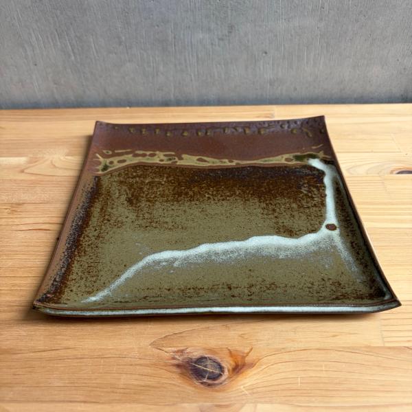 高取焼 高取焼き 流し掛け パン皿 角皿 平皿 お菓子皿 デザート皿 ケーキ皿 筑前茶陶高取焼 高取八仙窯 陶器 食器