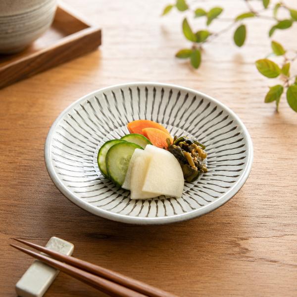 小石原焼 宝山窯 飛鉋 4寸皿 12cm 取り皿 銘々皿 和食器 丸皿 陶器 民藝 伝統工芸 福岡県 おしゃれ