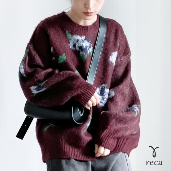 reca レトロ花柄ジャガードニット y1067 レディース 2024年秋冬新作