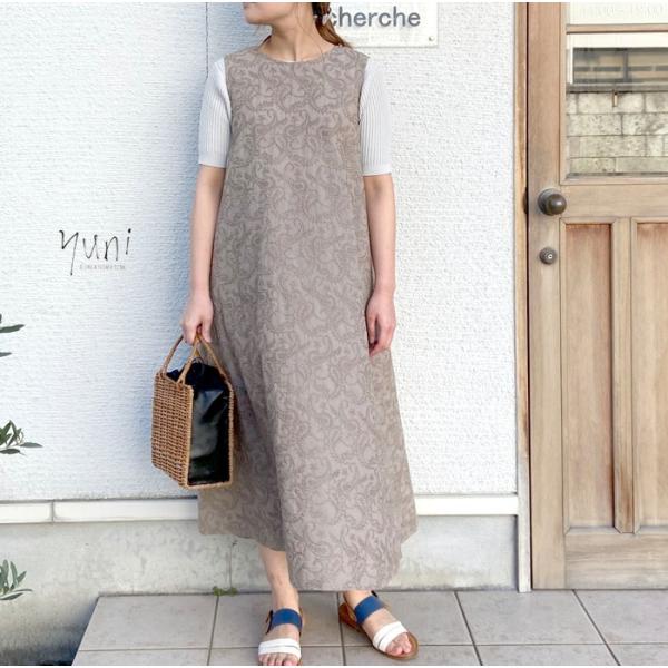 春夏 Yuni ユニ 市販 コットン ペイズリー刺繍 ノースリーブワンピース 17 01 Op 034 1